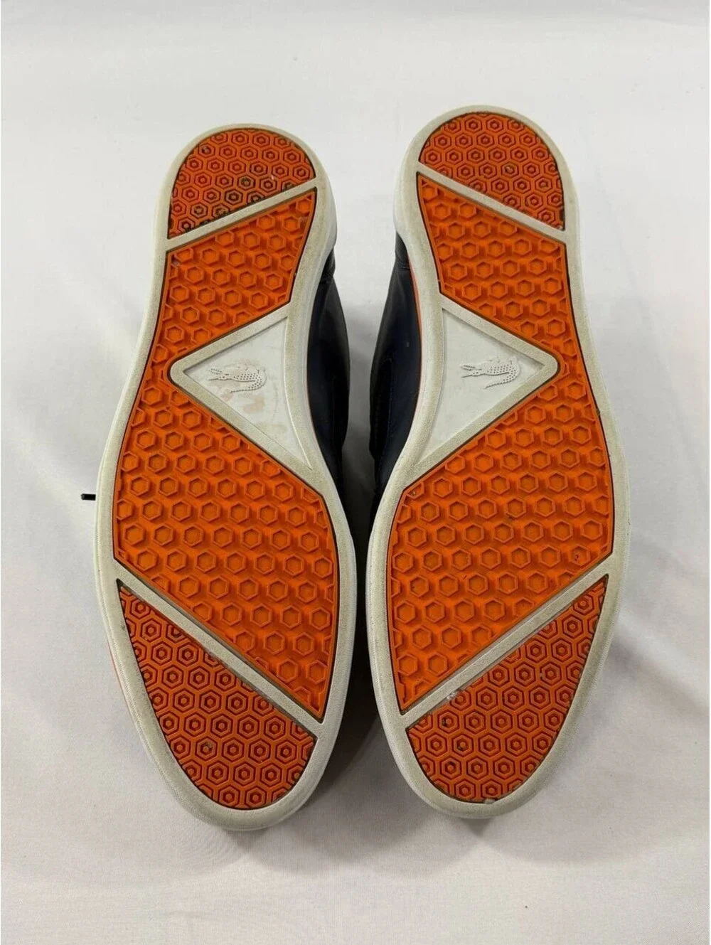 Lacoste Sport Sneakers Mens 12 Blue Orange Leather Strap Casual Shoes